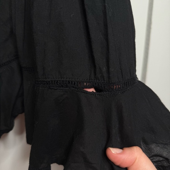 Free People - Pablo Dress - mini 3/4 sleeves, ruffles, embroidery. Black small - Picture 10 of 12